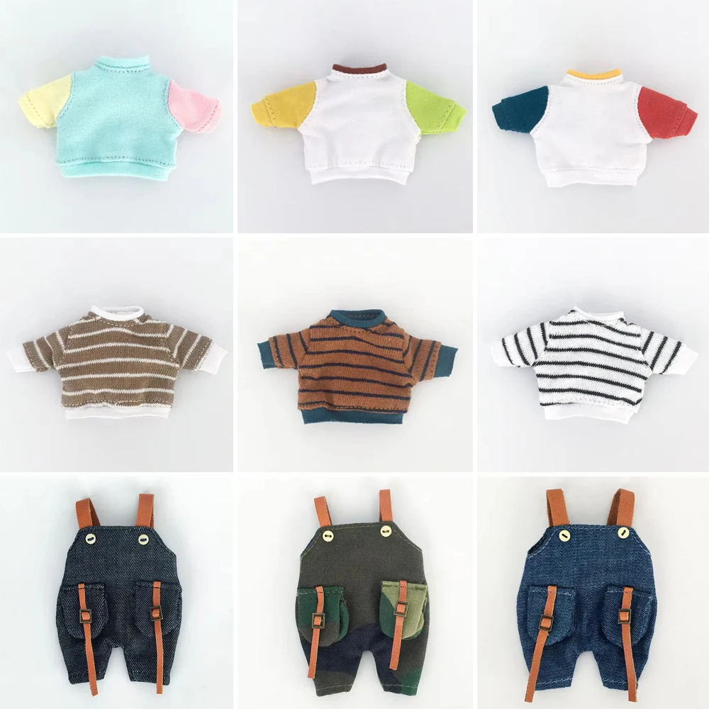 bjd clothes ob11 baby clothes fashion strap jeans T-shirt Fit for obitsu11 GSC molly clothes 1/12bjd pants doll accessories toy