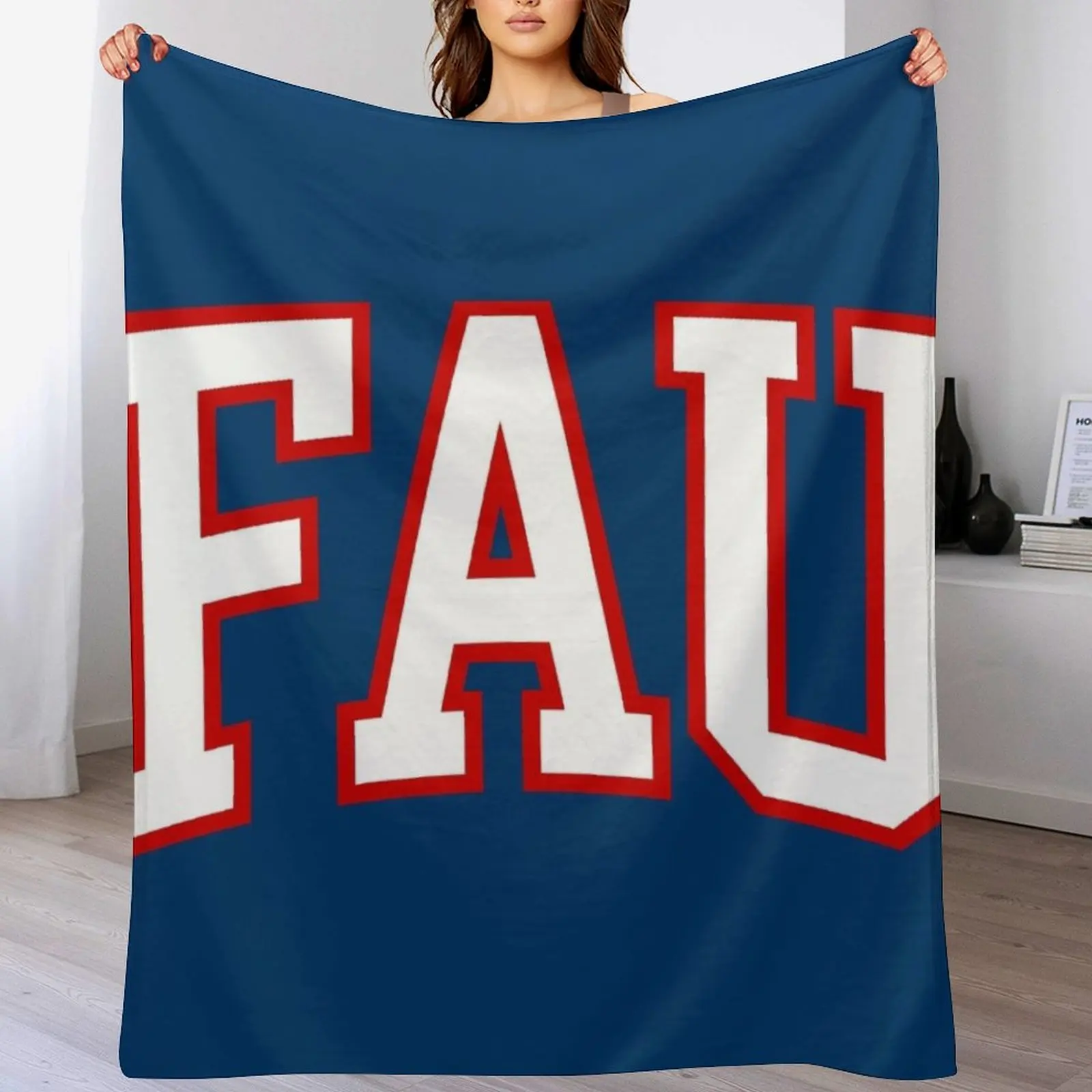 

fau - college font curved Throw Blanket Travel Size Cozy Blanket for Plane Train