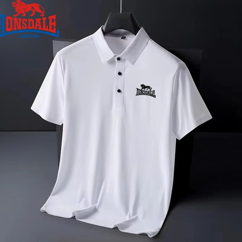 Embroidered LONSDALE Summer Ice Silk Nylon Polo Shirt High-End T-Shirt New Half Sleeve Non-Marking Casual Business Thin Menswear