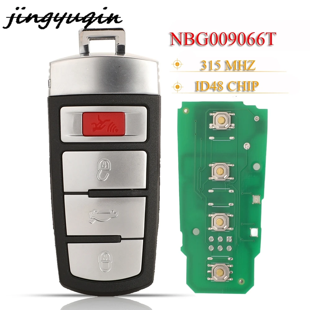 

jingyuqin NBG009066T 4Buttons Smart Remote Car Key Fob 315Mhz ID48 Chip For VW Volkswagen Passat 2006-2013 CC 2009-2015