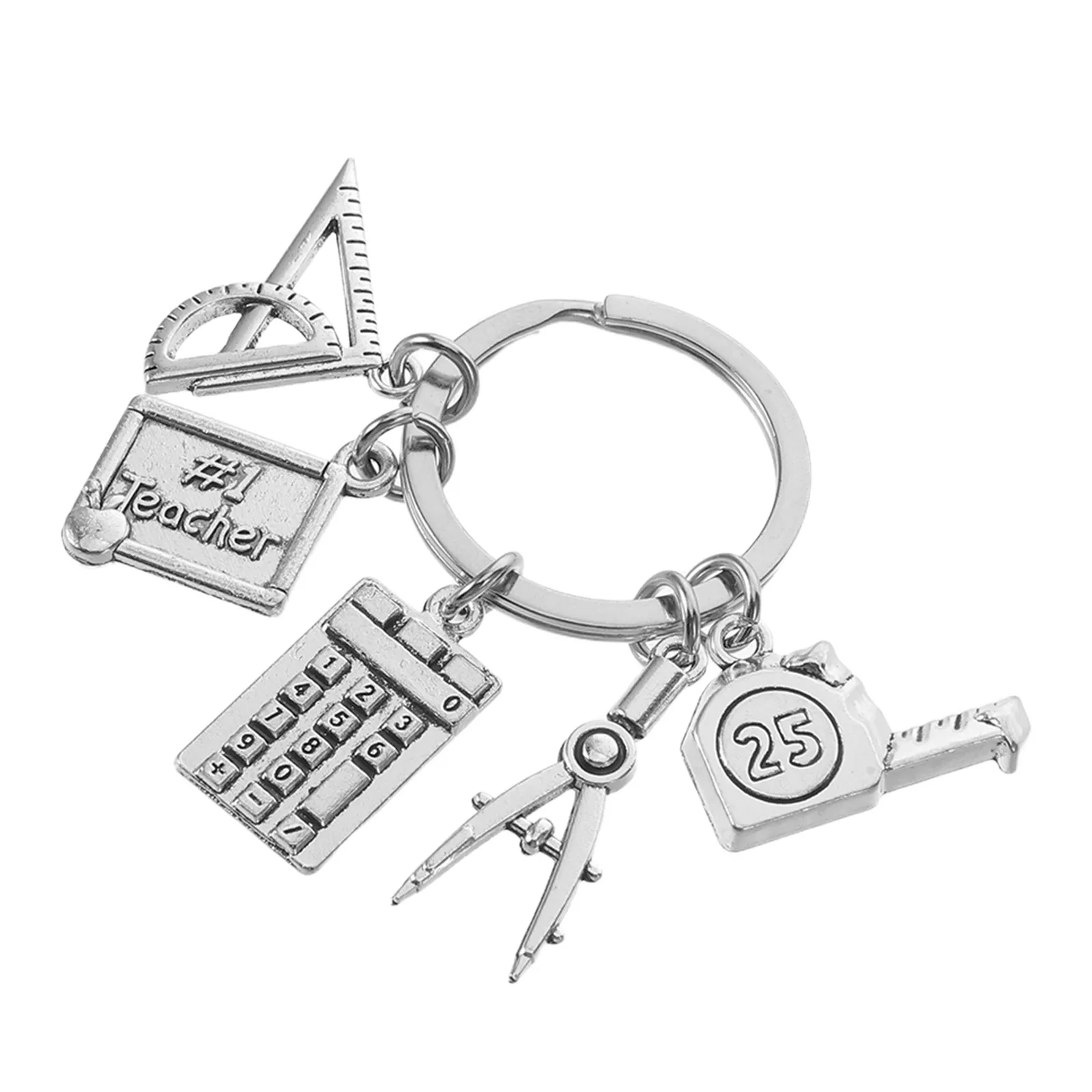 Accountant Keychain New Term Graduation Key Rings Mini Calculator Compass Ruler Teacher Appreciation Back to School Keychain