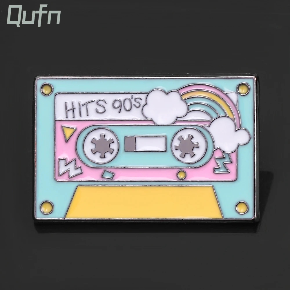 Punk Music Lovers Enamel Pin Good Vibes Tape DJ Rainbow Record Player Badge Brooch Lapel Pin Cool Gothic Jewelry Gift