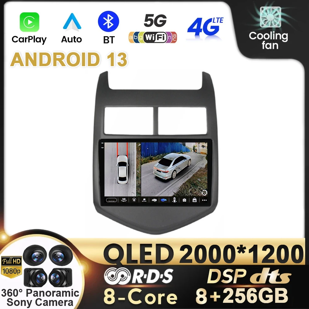 Android 13 Car Radio For Chevrolet Aveo 2 Sonic T300 2011-2015 Multimedia Video Player QLED 2 Din Auto GPS Carplay Stereo DSP BT