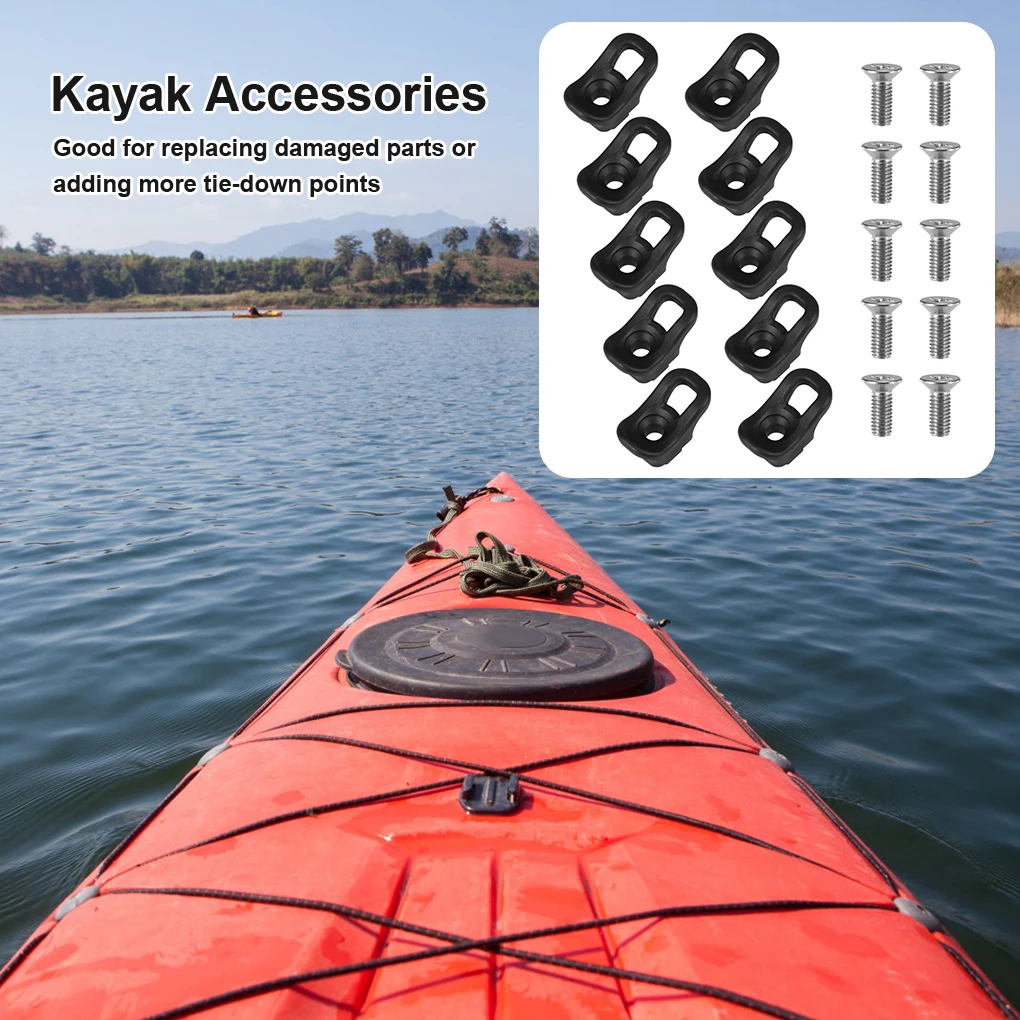 Pack of 10 Kayak Eyelet Canoe Tie Down Loop Bungee Cord Rigging Outfitting Pad Eye Water Sports Replacement Hardware