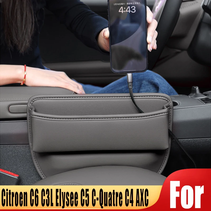 

For Citroen C6 C3L Elysee C5 C-Quatre C4 AXC Car Front Seat Crevice Storage Pocket Box Built-in Cover Cup Phone Holder Organizer