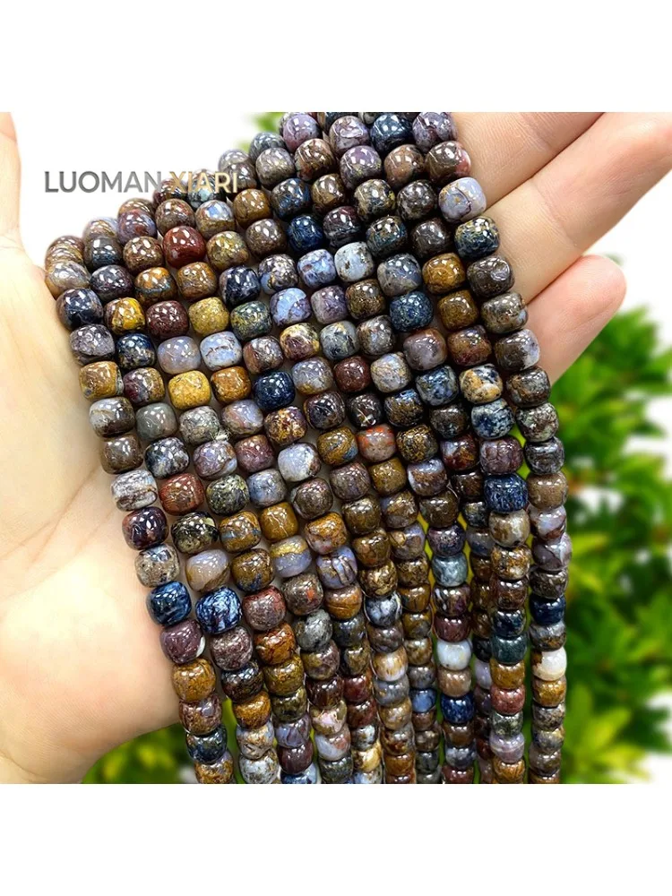 Natürliche Edelstein-Flachperlen 7-8mm Kaffee-Pietersit-Jaspis Zwischenperlen für Schmuckherstellung DIY Armband Anhänger Zubehör