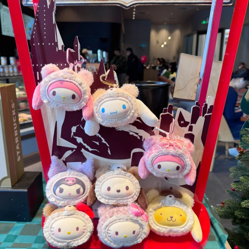 

Sanrio Characters Bear Series Plush Keychain My Melody Kuromi Cinnamoroll Kitty Pompompurin Doll Key Ring Bag Pendant Kids Gift