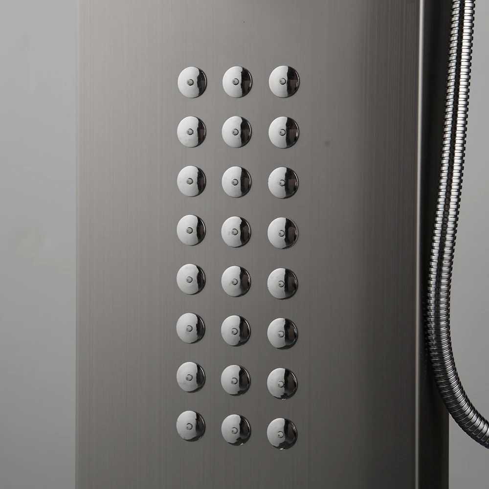 KEMAIDI Stainless Steel Shower Panel Column Tower with Digital Display Rainfall Massage Mixer 5 Shower Modes Shower Panel Tower