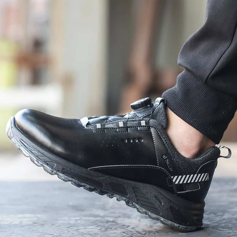 Steel Toe Anti-drop Anti-puncture Indestructible Sneaker Puncture-Proof Sneakers Construction Work Shoes Rotating Button Boots