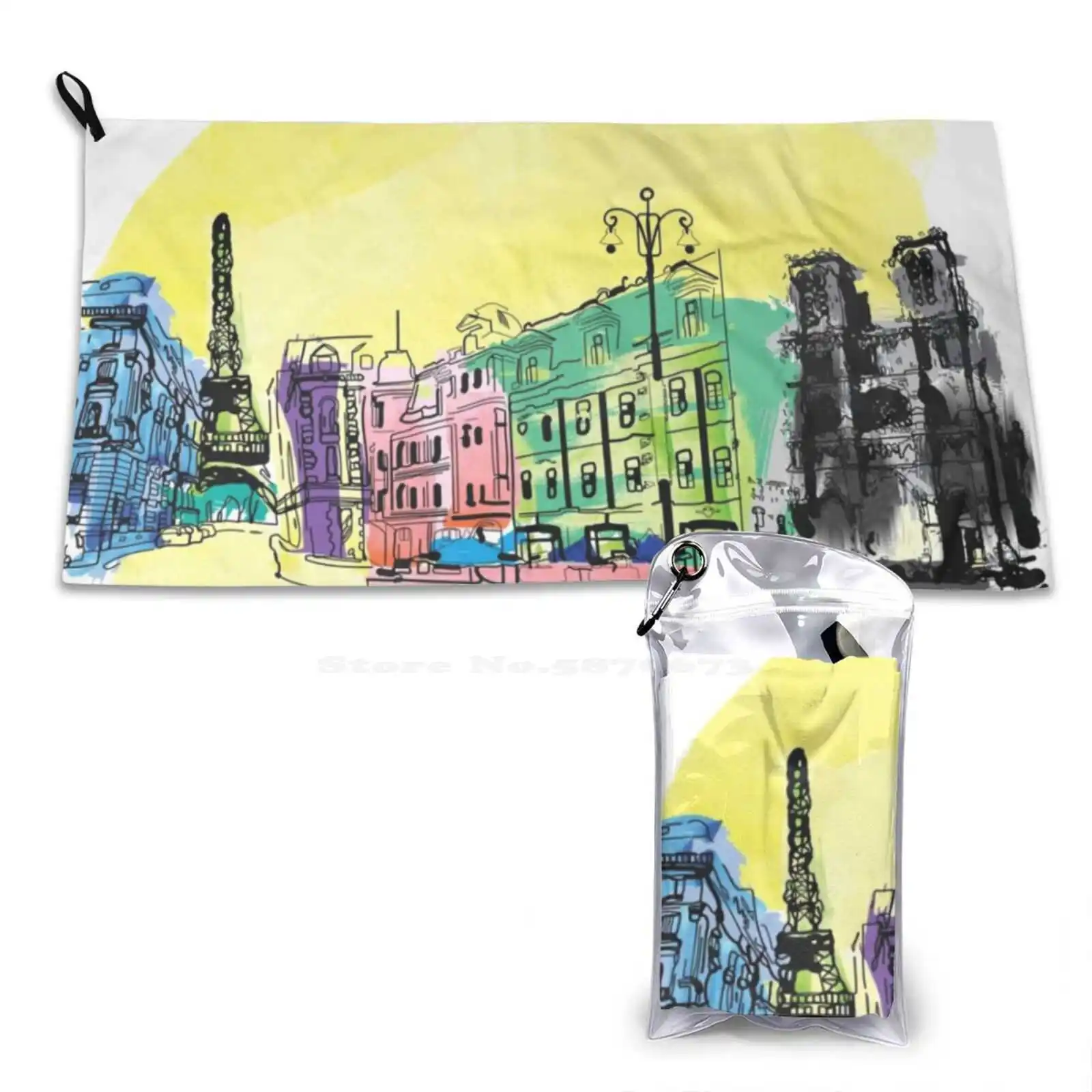 Paris Custom Soft Sport Towels Home Outdoor Adventure Ancient Architecture Attraction Building Capital Car Cathedral City