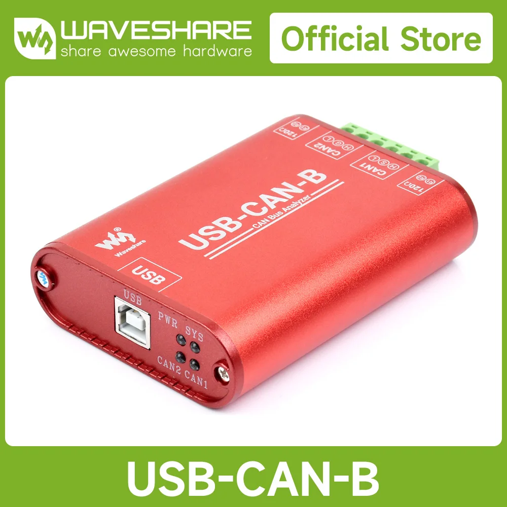 

Waveshare IIndustrial Isolation lUSB To CAN Adapter, Dual-Channel CAN Analyzer, Supports Windows and Linux systems