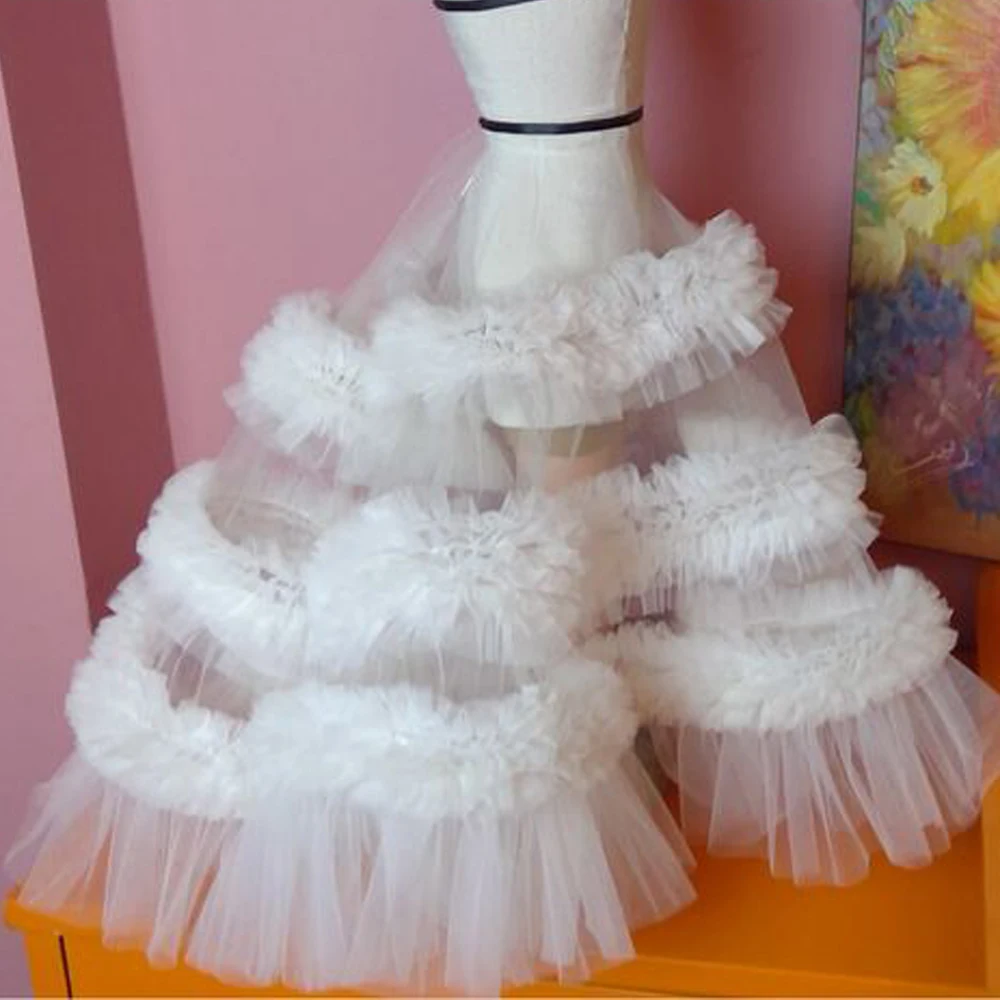 Real Image White See Thru Tulle Women Maxi Skirts With Ruffle Trimmed A-line Long Tutu Tulle Maxi Skirt Custom Made Skirt