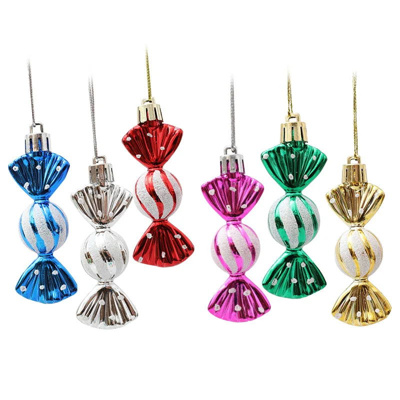 

6pcs Christmas Red And Colorful Color Candy Hanging Decoration Xmas Tree Party Decorations Home Festival Ornaments Candy Charms