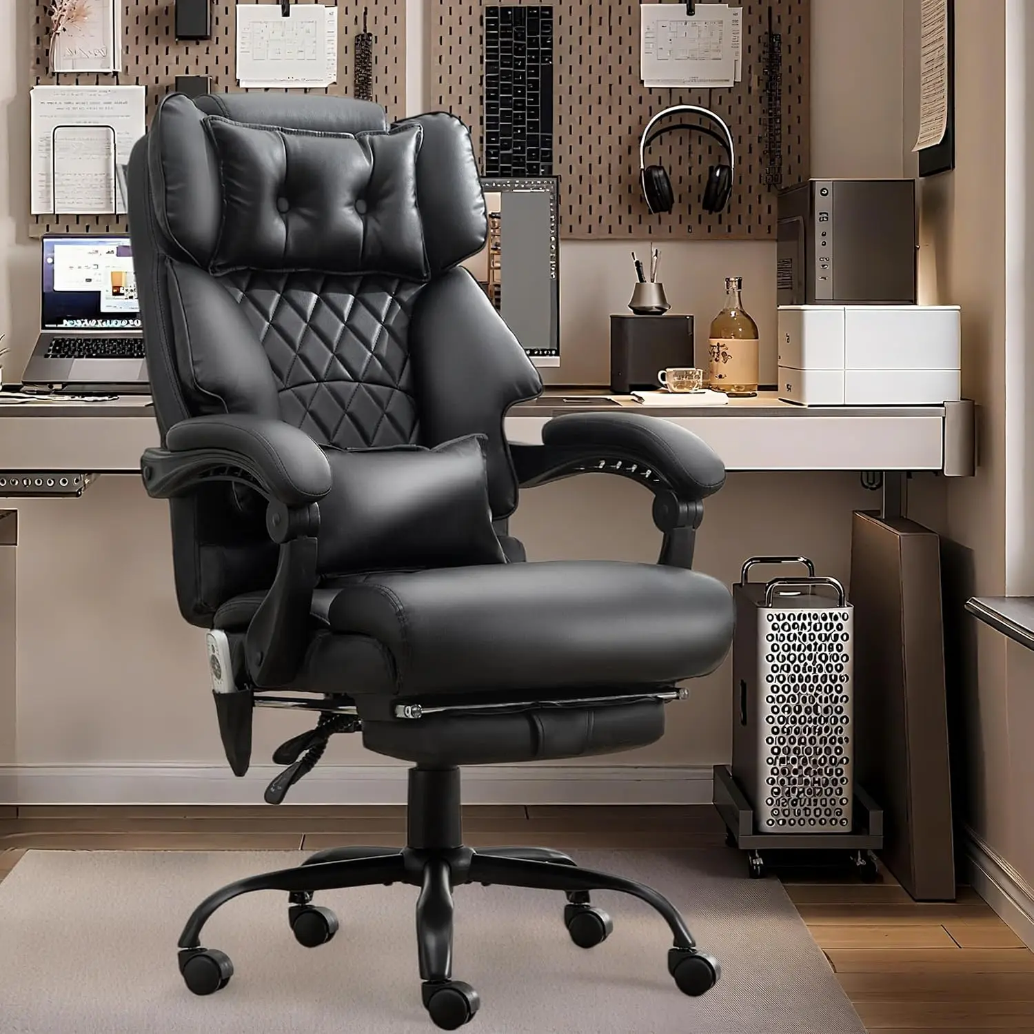 Massage Office Chair with Foot Rest,6 Points Vibration & Heat Executive Office Chairs,500LBS Big and Tall Office, Customized