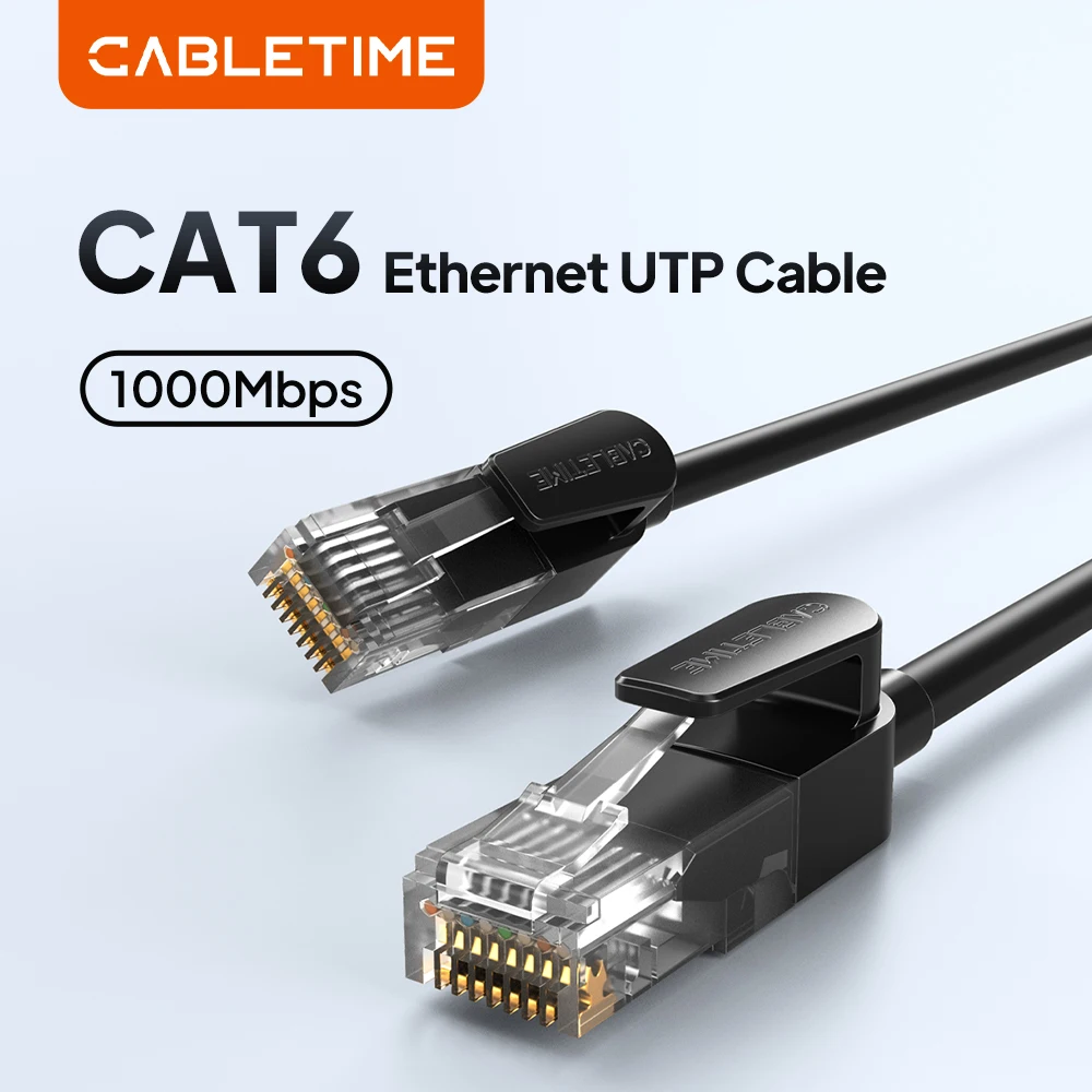 CABLETIME Cat6 RJ45 Ethernet Cable UTP CAT6 1000Mbps 250MHz Network Lan PVC Jacket for Router Modem Internet Cable