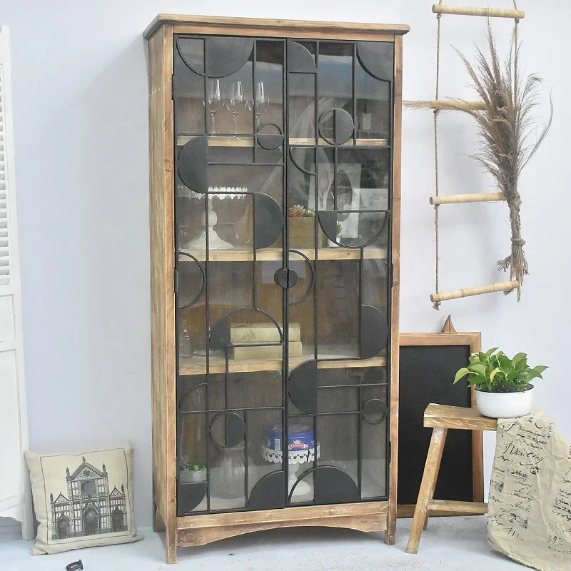 

Винтажный Классический деревянный книжный шкаф со стеклянной дверью