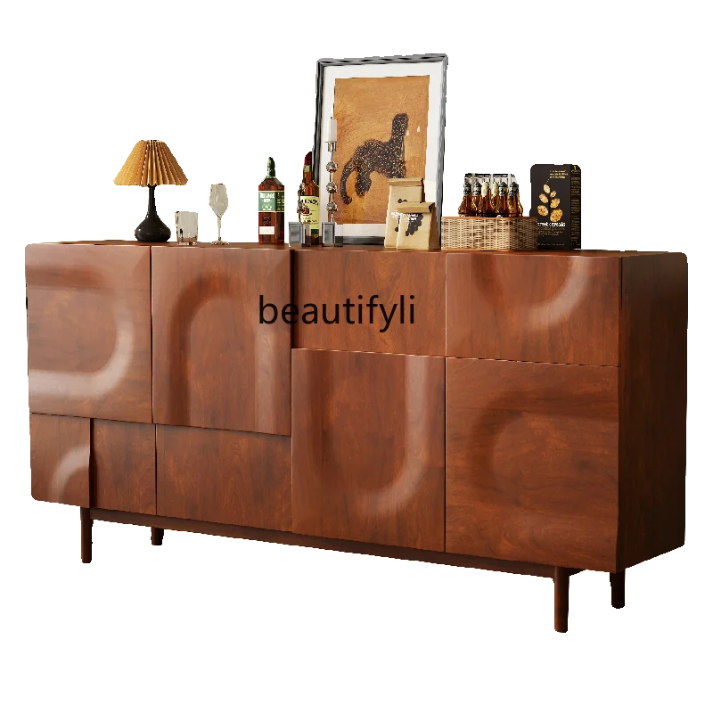 

New Chinese Ancient Style Entrance Cabinet Wood Grain Retro Living Room Sideboard American Classical Bedroom Solid Wood