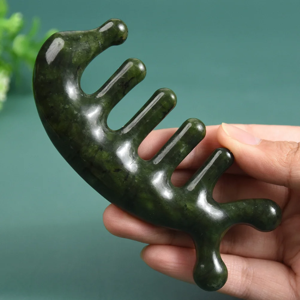 

Creative Jade Massage Comb Ergonomic Fish Shape Scalp Massager for Head and Body Acupoint Relief Smooth Edge Handheld Tool