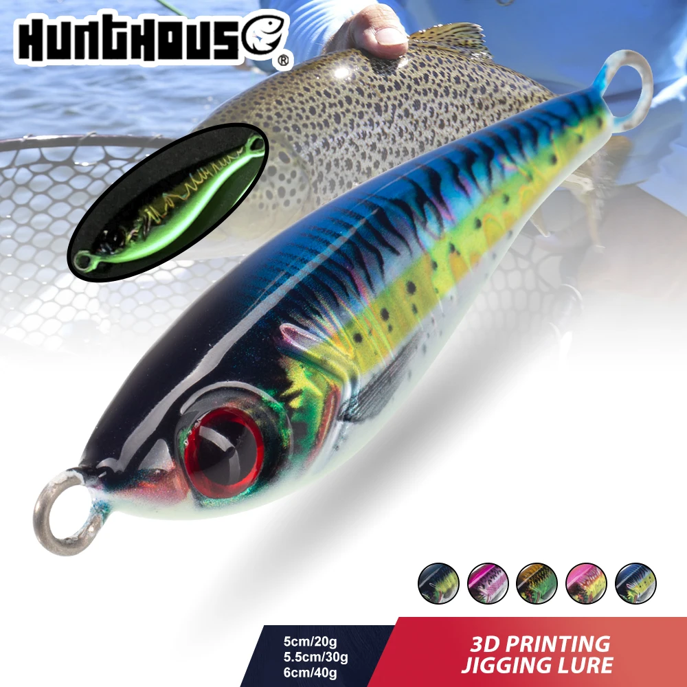 

Hunthouse Metal Jig Fishing Lure Sinking 3D Printing Hard Bait UV Luminous 20g 30g 40g 50mm Saltwater For Pike Bass Fish Tackle