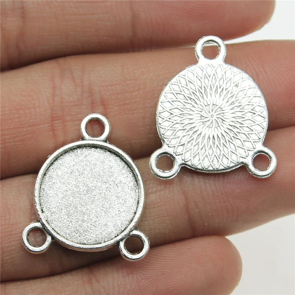 Fit 8mm 10mm 12mm 14mm 16mm 18mm 20mm 25mm 30mm Round 3 Holes Connector Style Pendant Base Jewelry Making Accessories