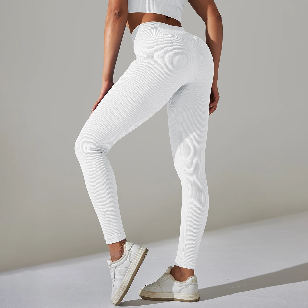 Solid White Women Leggings Seamless Gym Leggings Quick Dry Fitness Pants High Waist Running Pants Hips Push Up Sports Leggings