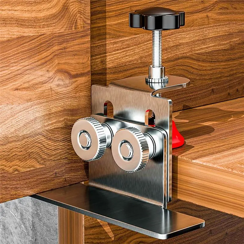 ABRN-2Pcs Stainless Steel Cabinet Door Mounting Jig Cabinets Frame Clamp Household Door Mounting Support