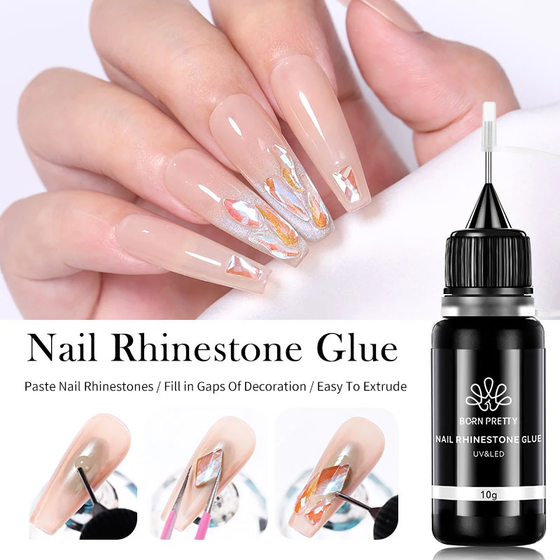 BORN PRETTY 10g Nail Rhinestone Glue for Nails Super Strong Gel Nail Glue Seam Filling Glue for Charm 3D Nails Gel Decorations