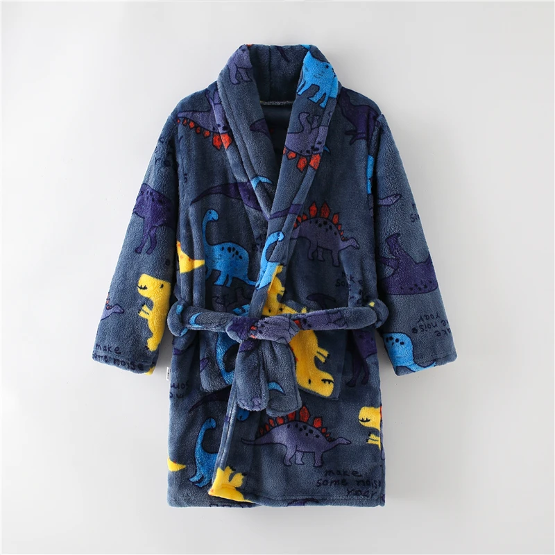 Children's Autumn and Winter Flannel Pajamas and Homewear Boys' and Girls' Medium and Large Kids' Sleeprobes and Bathrobes Par