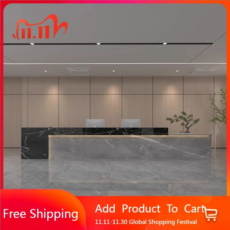 

Luxury Salon Reception Desks Modern Long Shelves Restaurant Company Reception Desks Hotel Comptoire Accueil Lounge Furniture