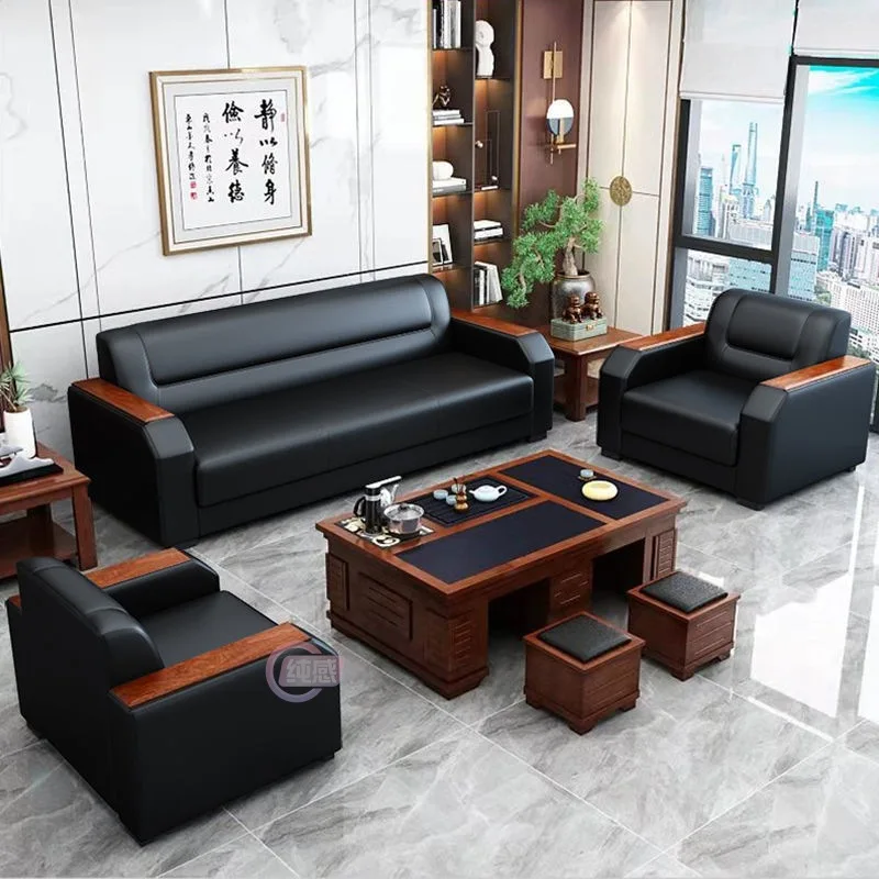 Minimalist modern coffee table office, business reception and reception, three seater negotiation, rest sofa combination set