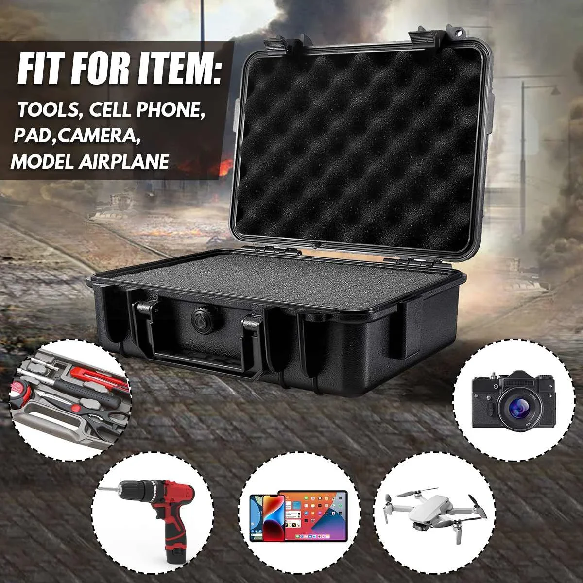 Imagem -03 - Equipamento de Segurança Plástico Impermeável Hard Carry Tool Box Shockproof Storage Box com Esponja para Ferramentas e Câmera Case de