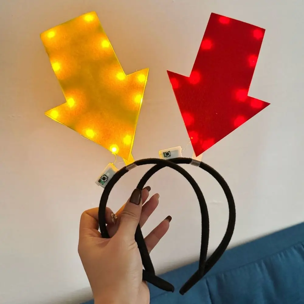 Lightweight with LED Arrow Light Headband Arrow Shape Light Up LED Headband Battery Powered Funny Glow Hair Hoop Concert