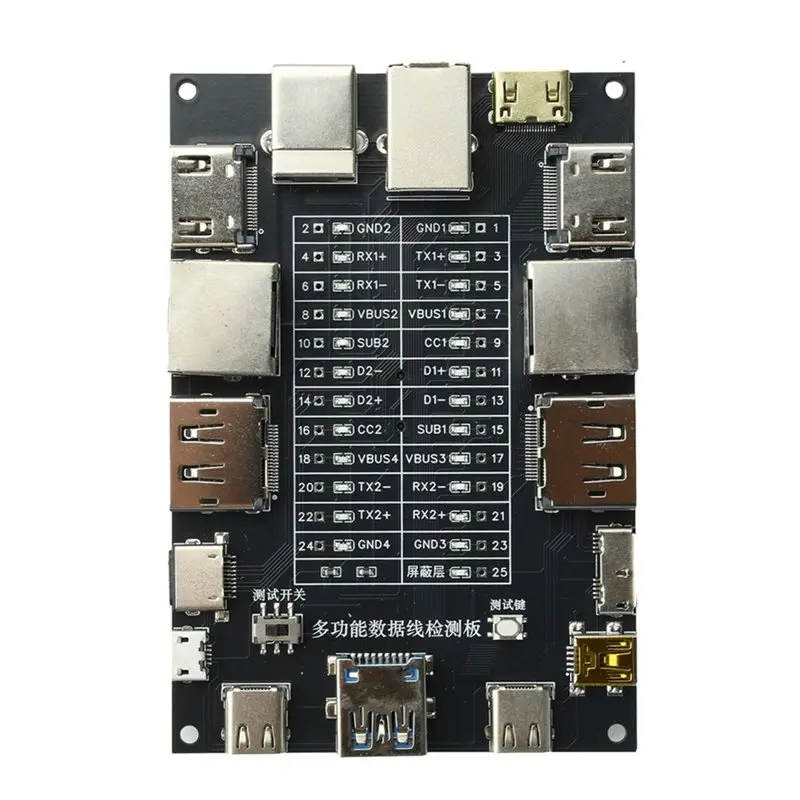 A13E-Multifunctional Cable Tester USB Data Cable Tester With CR1220 Battery Type-C Micro-B USB3.0 For Network Printer Wires