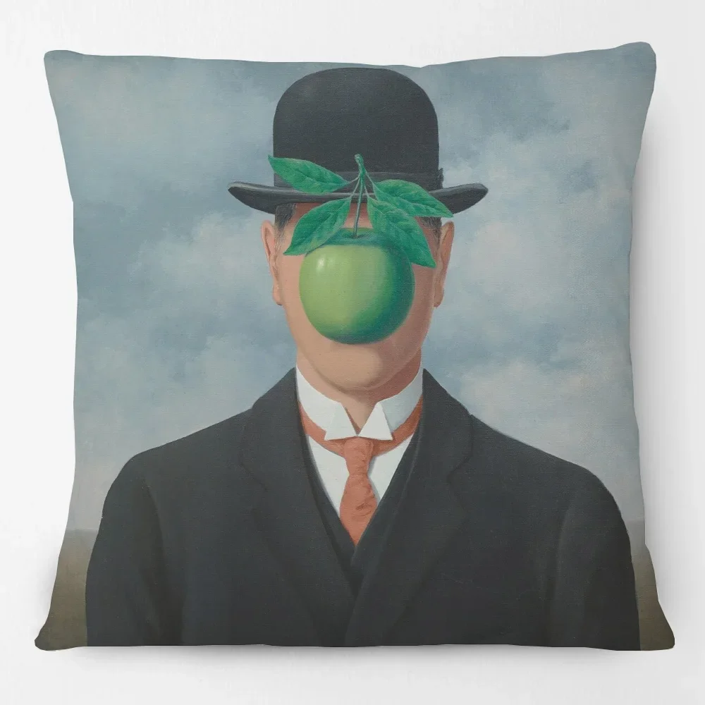 European Surrealism Art Cushion Covers Rene Magritte Famous Oil Painting Decorative Pillow Case