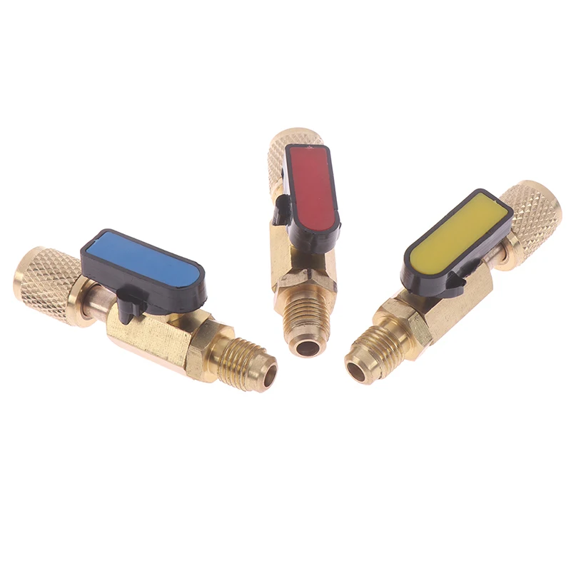 1/4" Male to 1/4" Female SAE Straight Ball Valve AC Charging For R22 Refrigerant