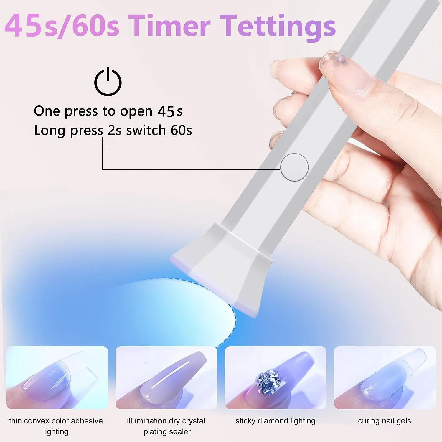 مصباح تجفيف الأظافر المحمول، مصباح LED للأشعة فوق البنفسجية لعلاج جميع جل طلاء الأظافر، شحن USB آلة تجفيف الأظافر السريعة