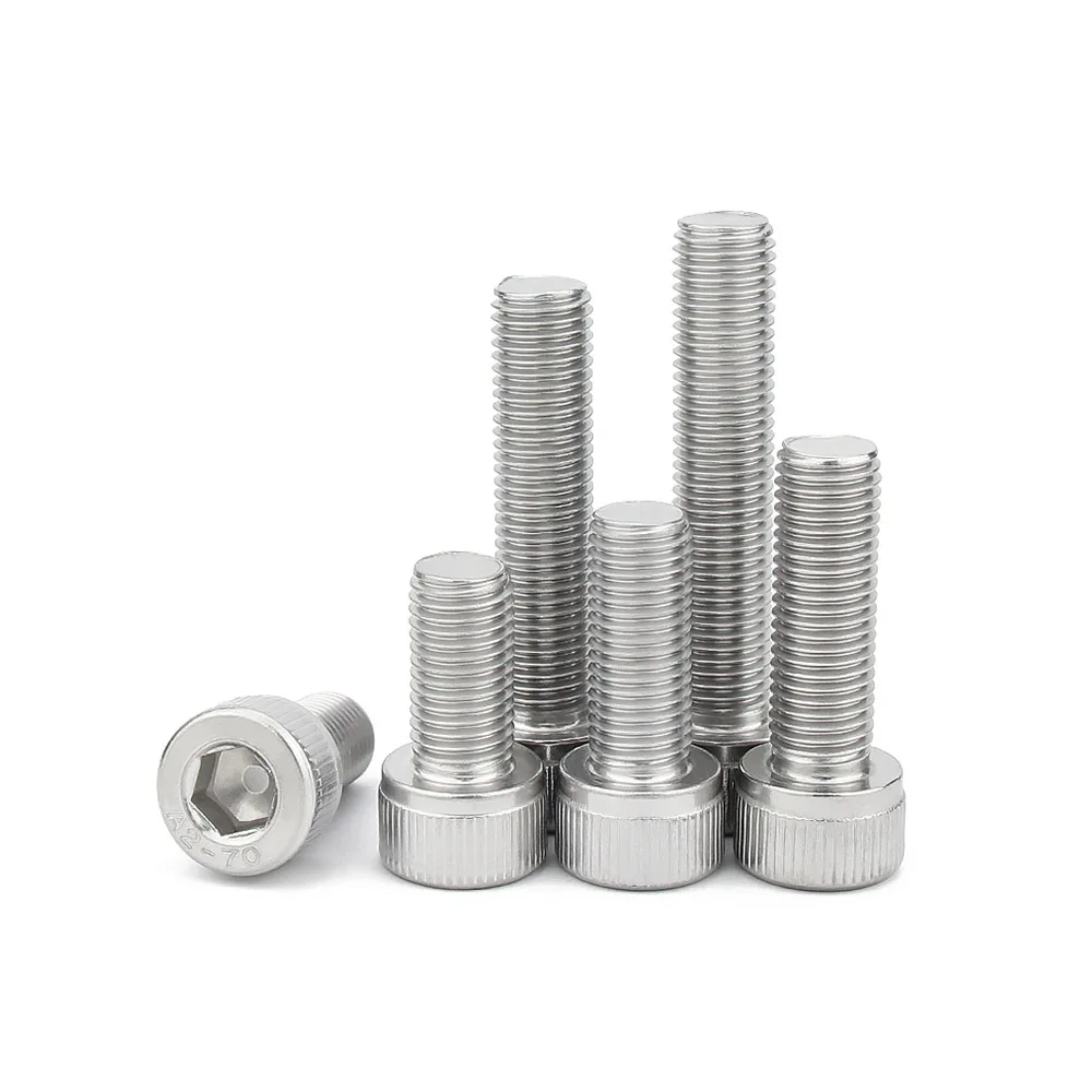 304 baja tahan karat M6 M8 M10 gigi halus kepala silinder baut heksagonal Pitch 0.75/1.0/1.25MM cangkir kepala sekrup gigi halus
