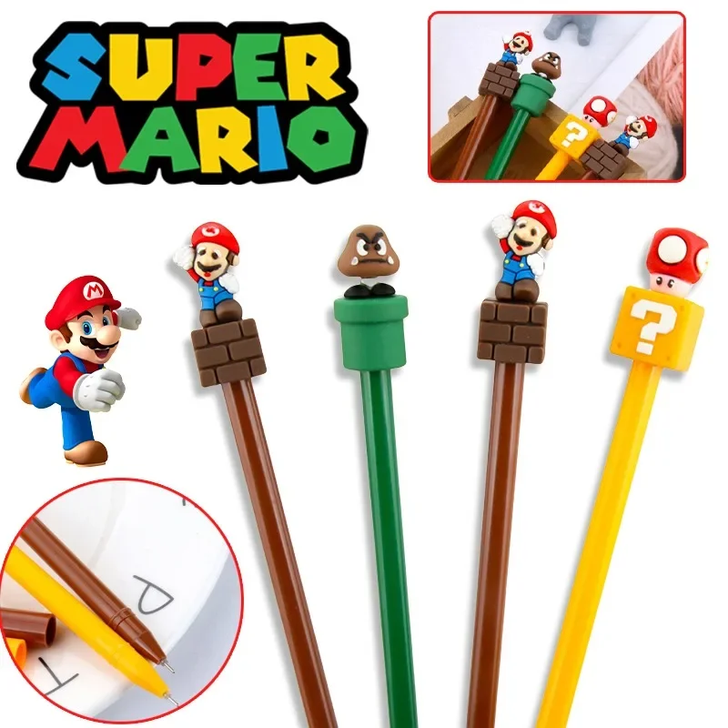 Super Mario Anime Gel Canetas, Preto, 0.5mm, Fofos, Papelaria Estudante, Desenhos Animados, Criatividade, Escritório, Escola, Suprimentos de escrita, Crianças, Meninos, Meninas