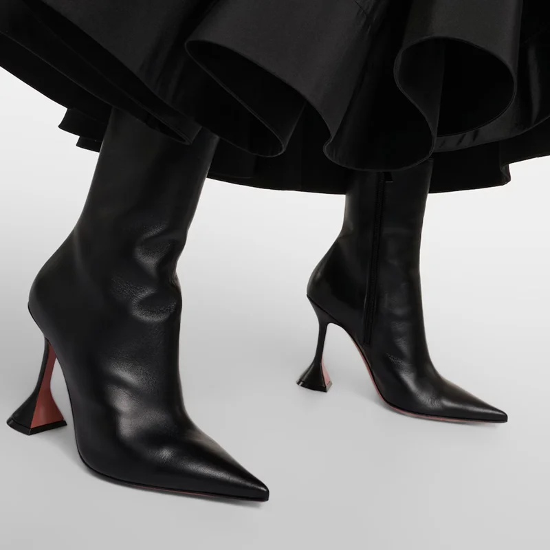 

Wine Glass Heel Leather Ankle Boots Sexy Pointed Toe Zipper Suede Customized Accept New Arrivlas Fashion Women Modern Boots