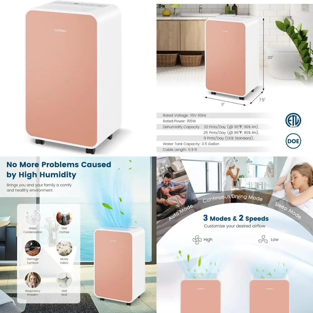 

Portable Quiet Dehumidifier for Basement and Bedrooms, 32 Pints Capacity, Sleep Mode, 24-Hour Timer, Ideal for 2500 Sq. Ft Space