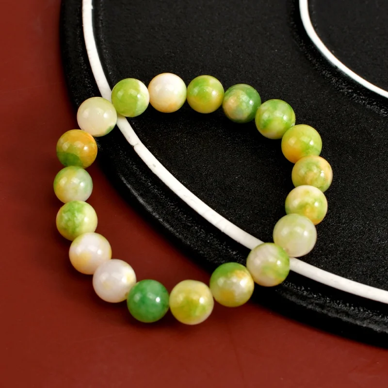 Two-Color Persian Jade round Beads Bracelet Finger Hand Toy Gift Bracelet 10mm