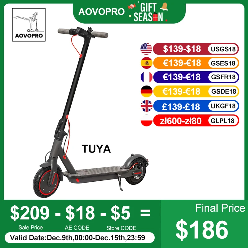 New Upgrade Tuya Electric Scooter 350W 31km/h 8.5-inch Solid Non-slip Tires Folding Electric Scooter