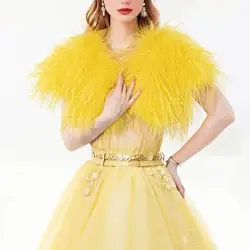 Natural Turkey Ostrich Feather Vest for Women, Fluffy Breast Wrapping, Peach Fuzz Party, New, 2024