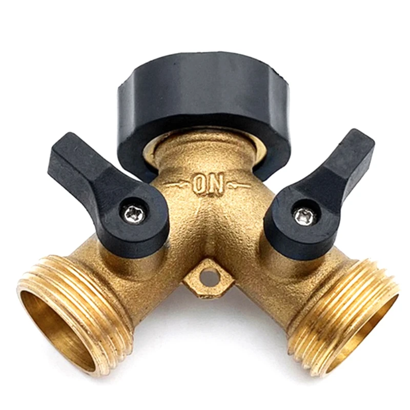 Distribuidor de manguera de 2 vías, Conector de latón resistente, divisor de grifo Y, 2 válvulas con 2 arandelas de goma adicionales