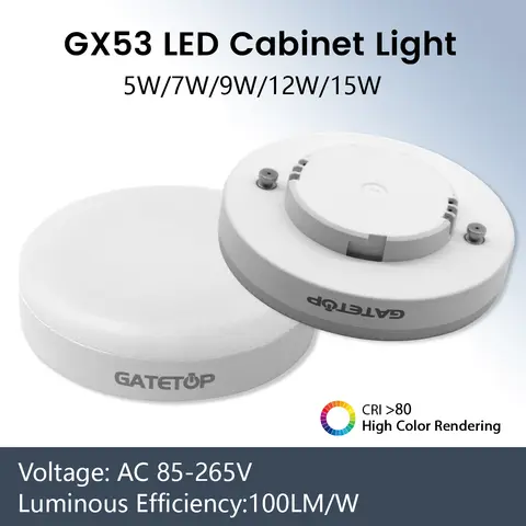 2PCS Hight 루멘 GX53 전구 스포트 라이트 LED AC85-265V 100lm/W 120degree Hight 전력 주 광원 옷장 캐비닛 라이트 대담한