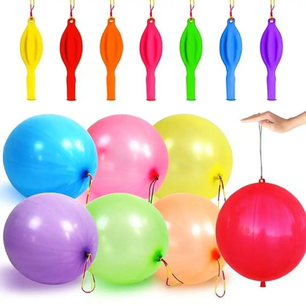 Colorful Elastic Punching Ball Toy Latex Balloon With Rubber Band Children Hand Exercise Game Indoor Outdoor Play Toy