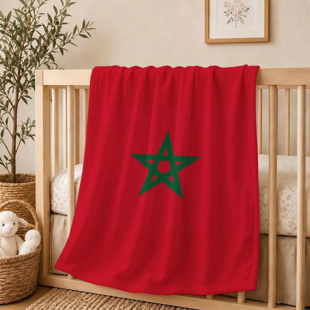 Morocco Flag Blanket For Soft Warm Knee For Bedroom Living Room Bed Sofa Camping Picnic Office Gift