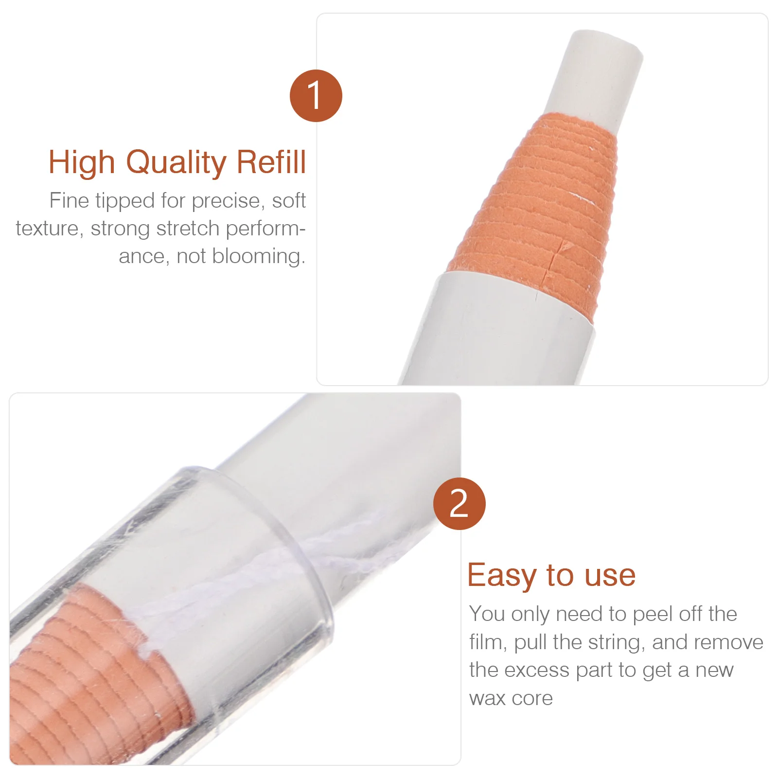 

3Pcs White Eyebrow Pencil Easy Peel- Time Saving Wax Core Replacement Eyeliner for Detailed Eye Makeup