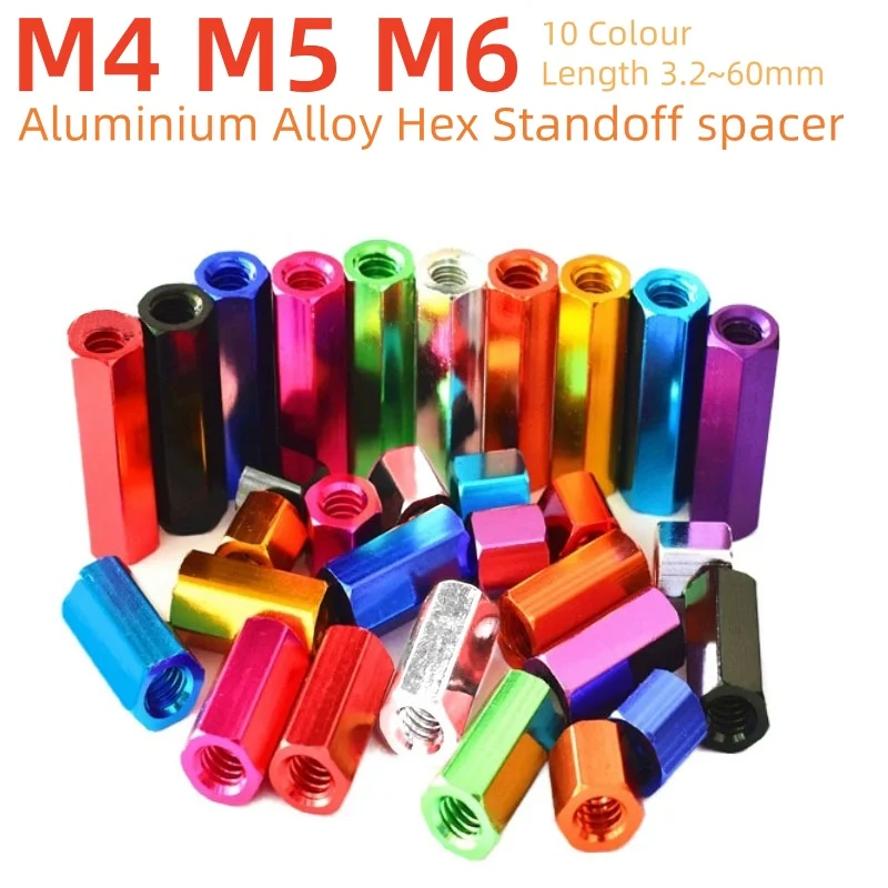 M4 M5 M6 Aluminium Alloy Hex Standoff Spacer Hexagon Stud Screw Nut Female Threaded Sleeving Double Pass Hex Column Pillars