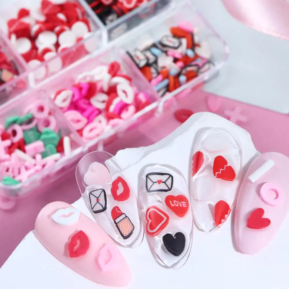 Flowers Cartoon Nail Art Clay Slices Candy Color Love Heart Cartoon Nail Decorations Manicure Supplies Soft Clay